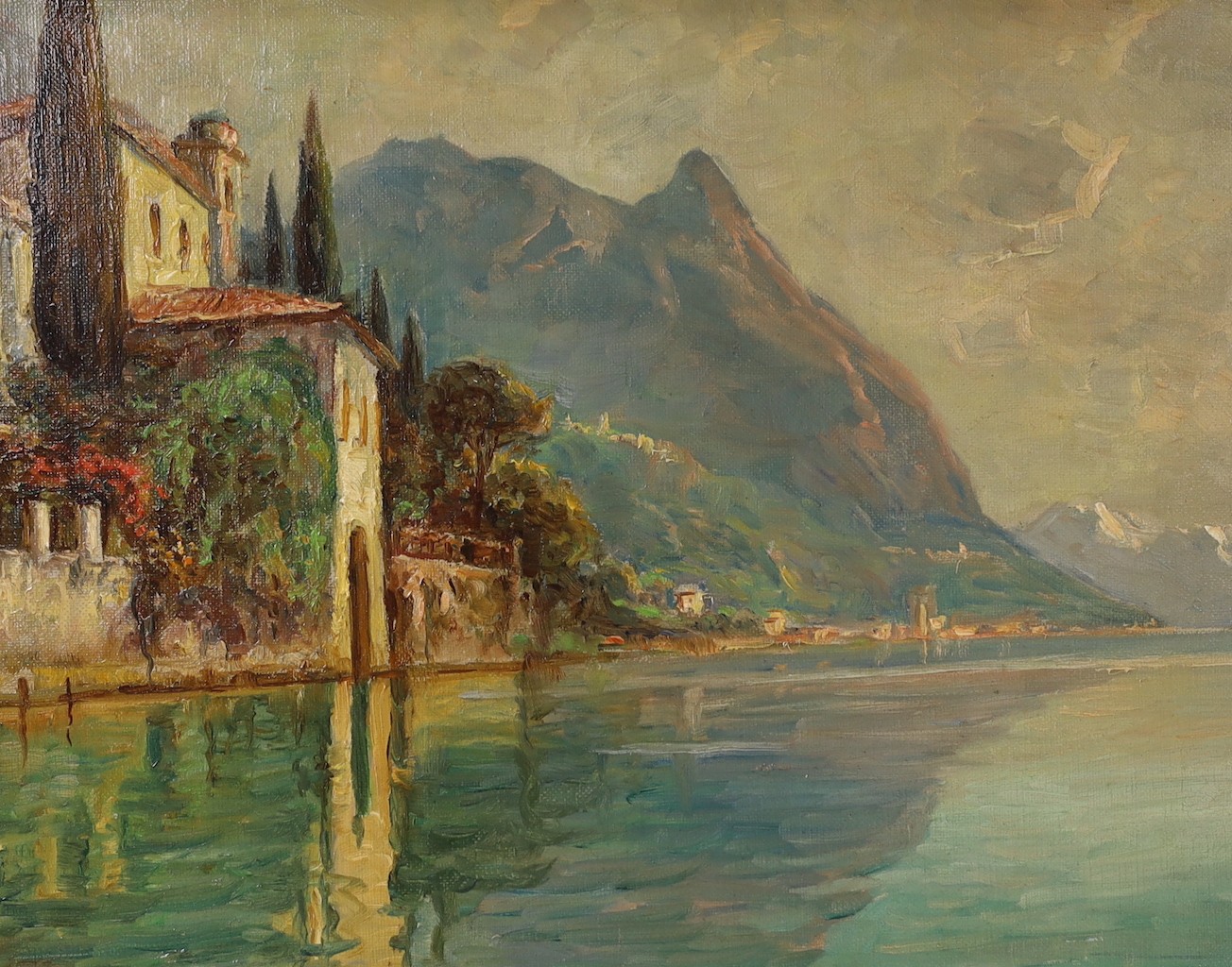 Max Usadel (1880-1959), oil on canvas, Swiss lake scene, signed, 29 x 37cm
